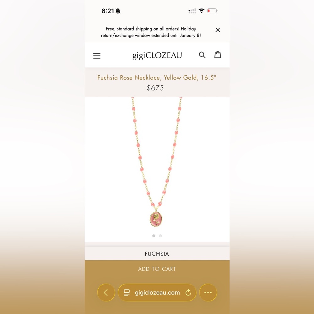 Gigi Rose Pink and Gold Necklace - Picture 6 of 6